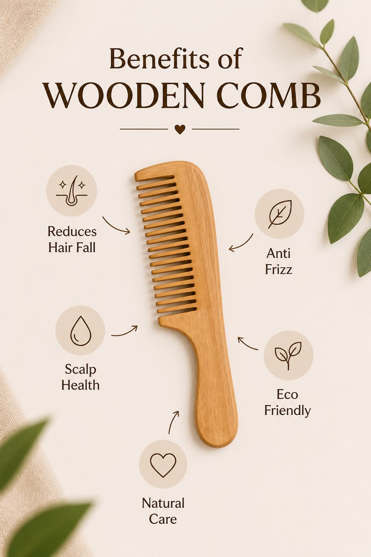 Neem Wood Comb | Natural Wooden Comb for Hair Care